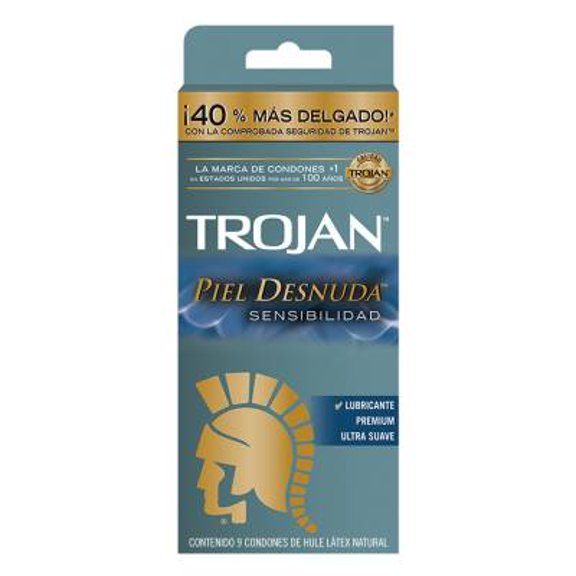 Condones Trojan Piel Desnuda sensibilidad 9 pzas