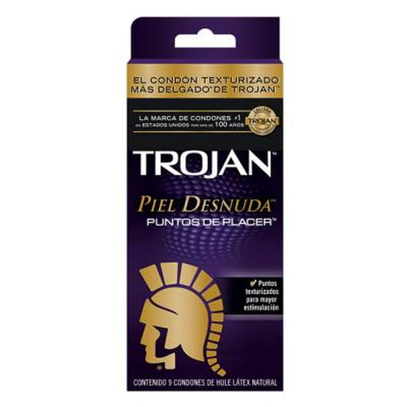 Condones Trojan Piel Desnuda puntos de placer 9 pzas