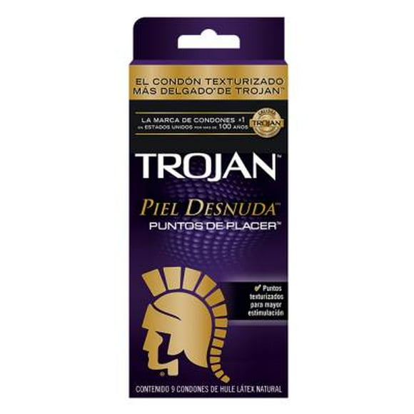 Condones Trojan Piel Desnuda puntos de placer 9 pzas