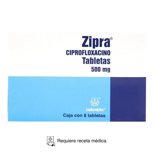 Zipra Ciprofloxacino 500 mg 8 tabletas