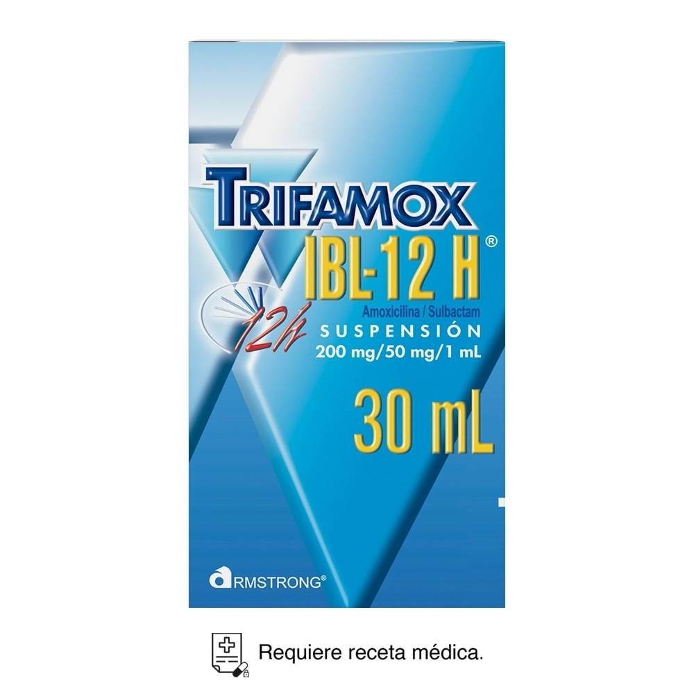 Trifamox IBL 12 H Amoxicilina 200 mg, Sulbactam- 50 mg / 1 ml suspensión polvo para 30 ml