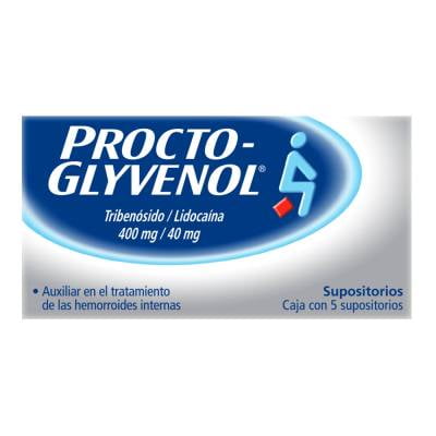 Tratamiento para hemorroides Procto-Glyvenol 5 supositorios 400 mg/40 mg