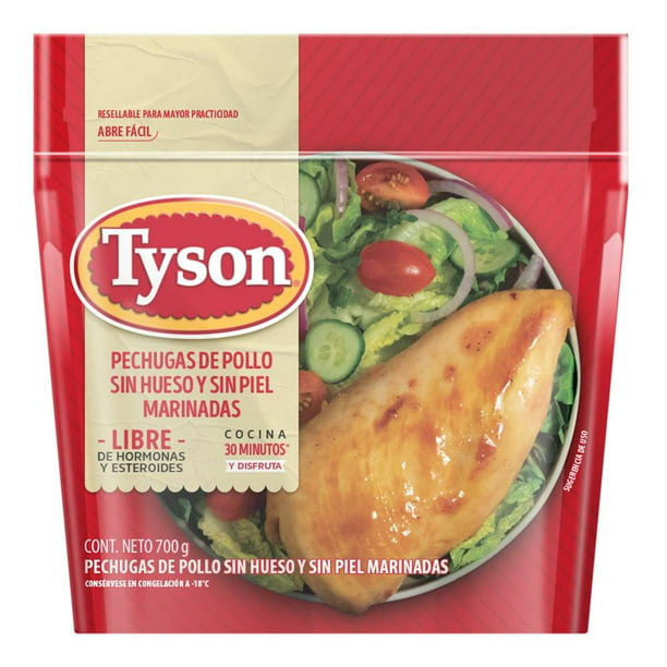 Pechuga de pollo Tyson sin hueso y sin piel y marinadas 700 g | Walmart