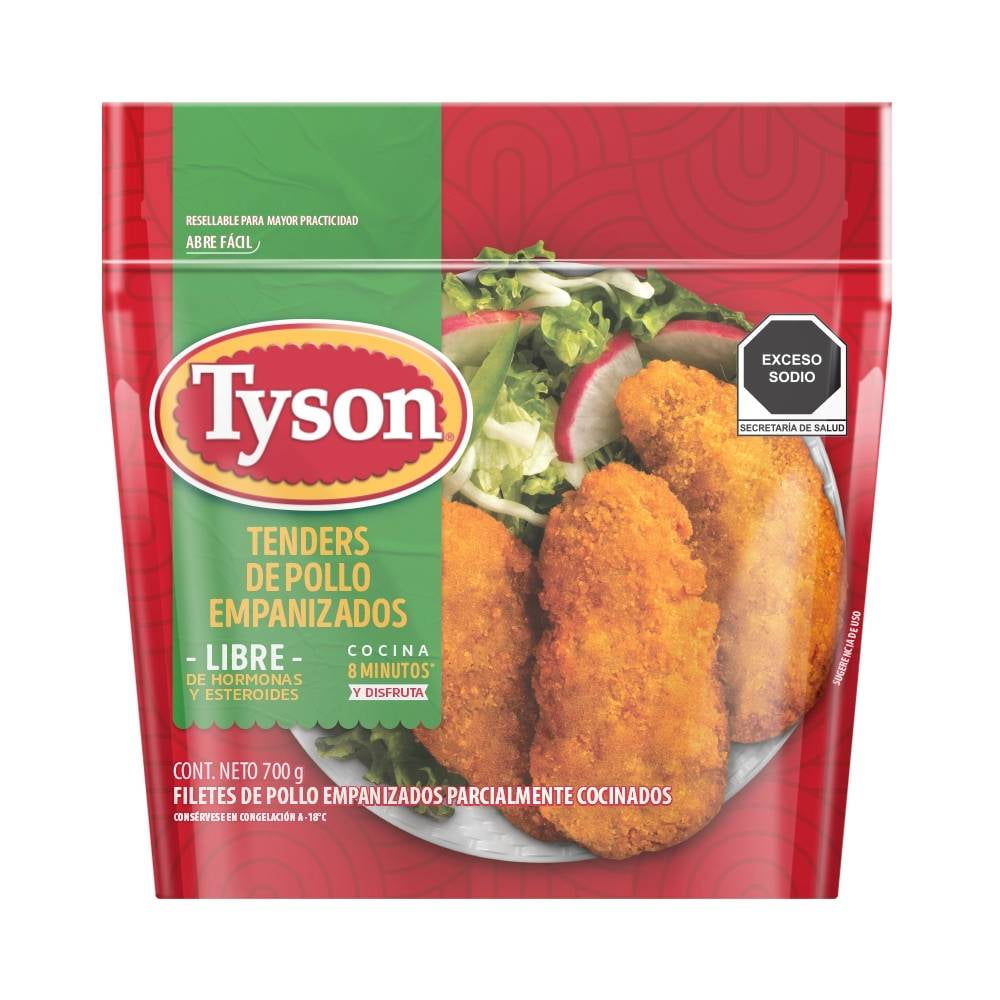 Tenders de pollo Tyson empanizados parcialmente cocinados 700 g | Walmart