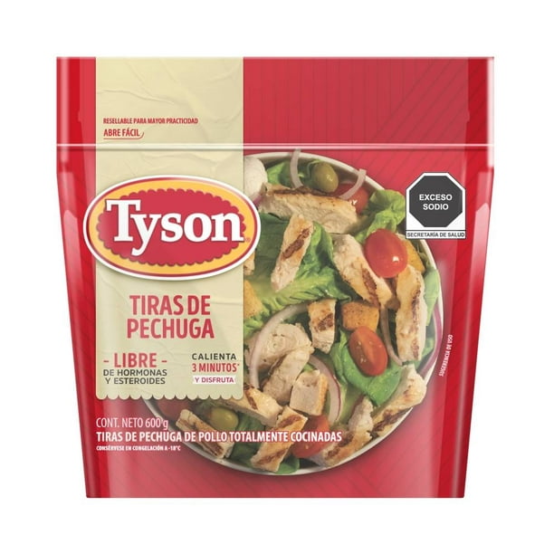 Tiras de pechuga Tyson de pollo totalmente cocinadas 600 g | Walmart