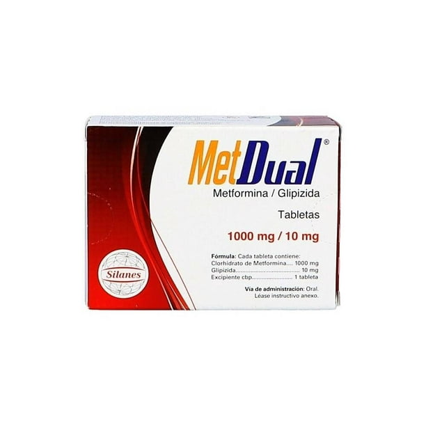 Metdual Metformina 1000 mg Glipizida 10 mg 30 tabletas