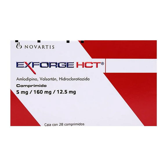 Exforge HCT 5 mg/160 mg/12.5 mg, 28 comprimidos