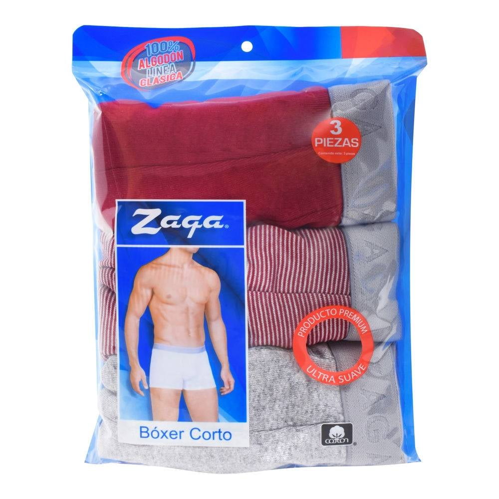 B xer Zaga para Hombre Corto Rayas Vino y Gris 3 Piezas Talla G