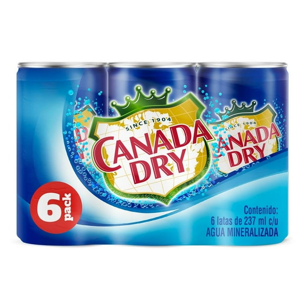 Agua mineral Canada Dry Club Soda 6 latas con 237 ml c/u