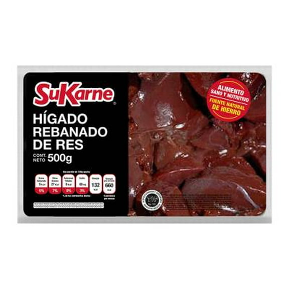 Hígado rebanado de res SuKarne 500 g congelado