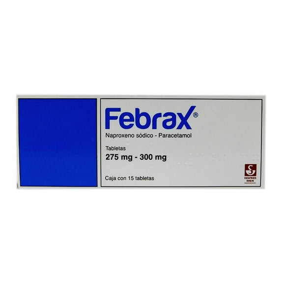 Febrax tabletas 275 mg/300 mg 15 pzas