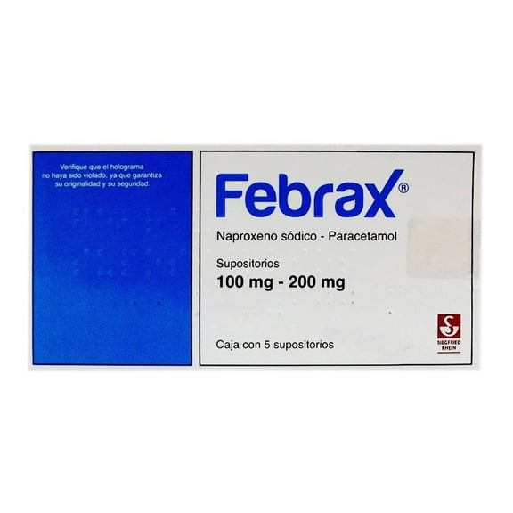Febrax 100 mg/200 mg 5 supositorios