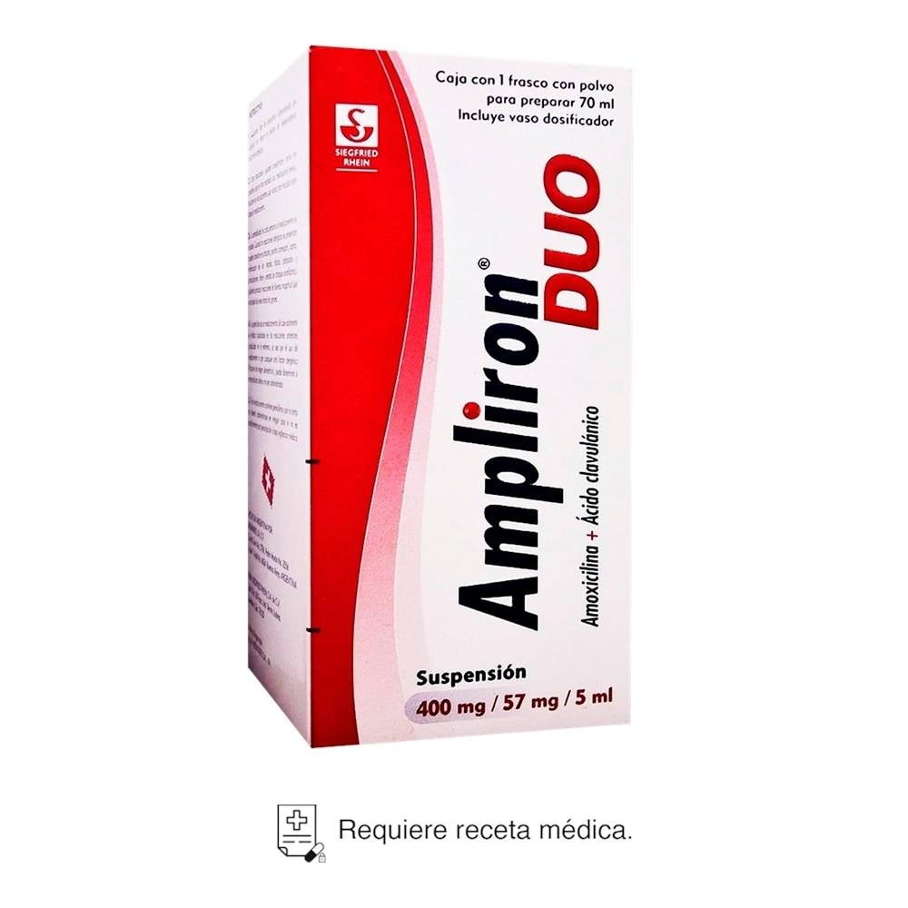 Ampliron Duo Amoxicilina 400 mg, Ácido Clavulánico 57 mg suspensión polvo para 70 ml