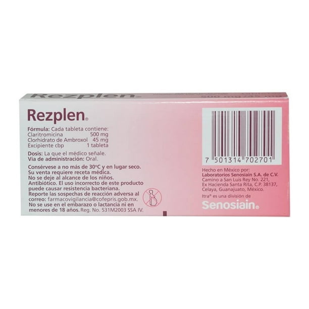 Rezplen 500 mg/45 mg, 10 tabletas | Walmart