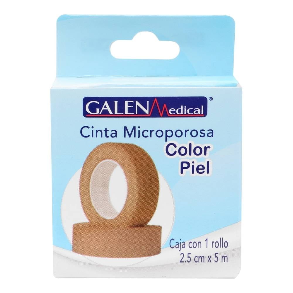 Cinta microporosa Galen Medical color piel 2.5 cm x 5 m 1 pza