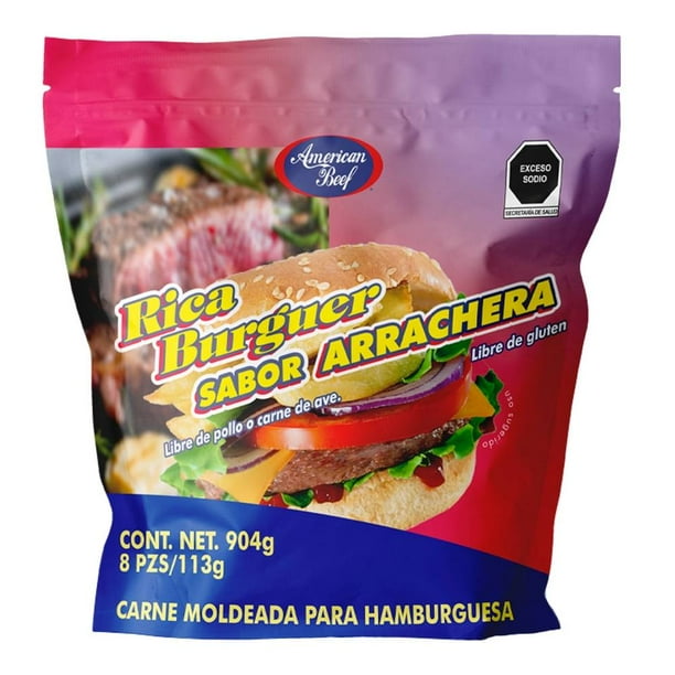 Carne para hamburguesa American Beef Rica Burguer sabor arrachera 904 g
