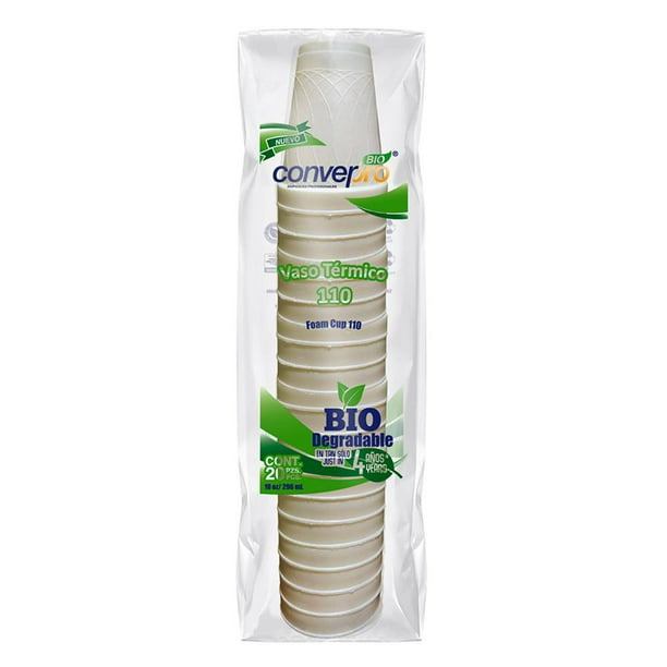 Vasos térmicos ConverPro biodegradables 20 pzas