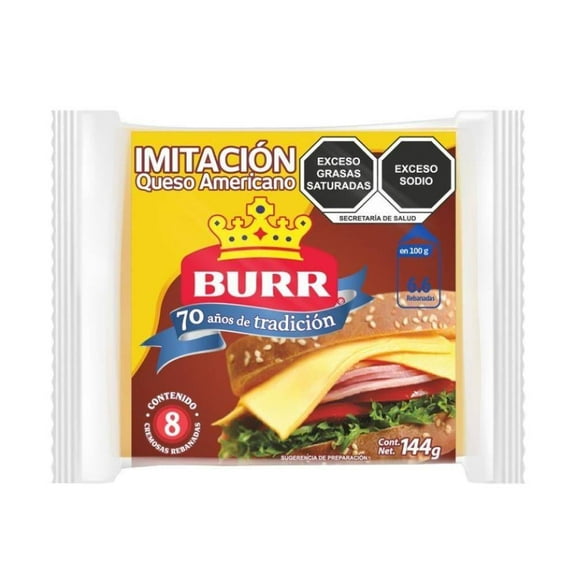 Queso imitación americano Burr en rebanadas 144 g