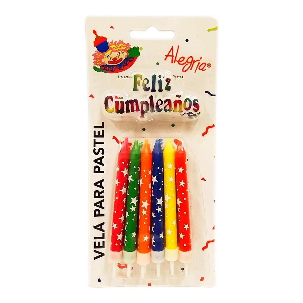 Velas para pastel Alegría 6 pzas y letrero Feliz Cumpleaños | Walmart