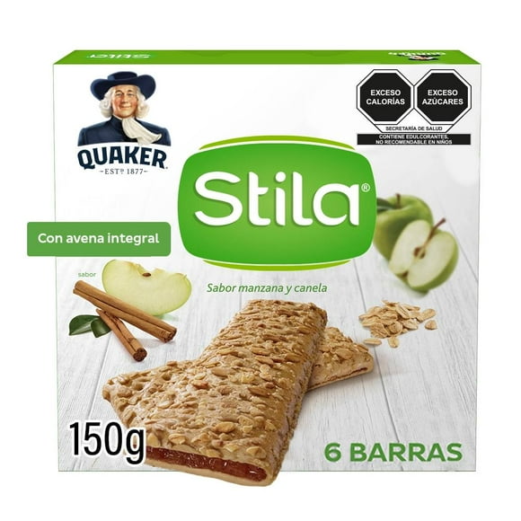 Barras de cereal Quaker Stila sabor manzana canela  6 pzas 25 g c/u