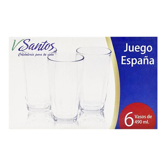 Juego de Vasos Vidriera Santos España con 6 Pzas