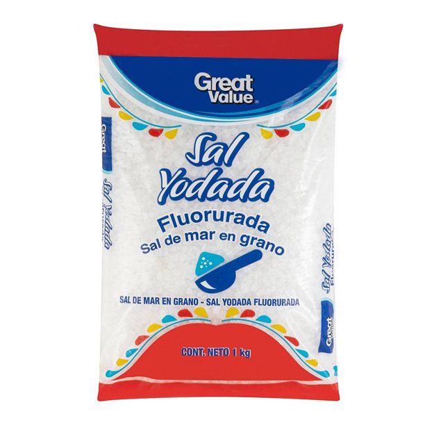 Sal yodada Great Value en grano 1 kg