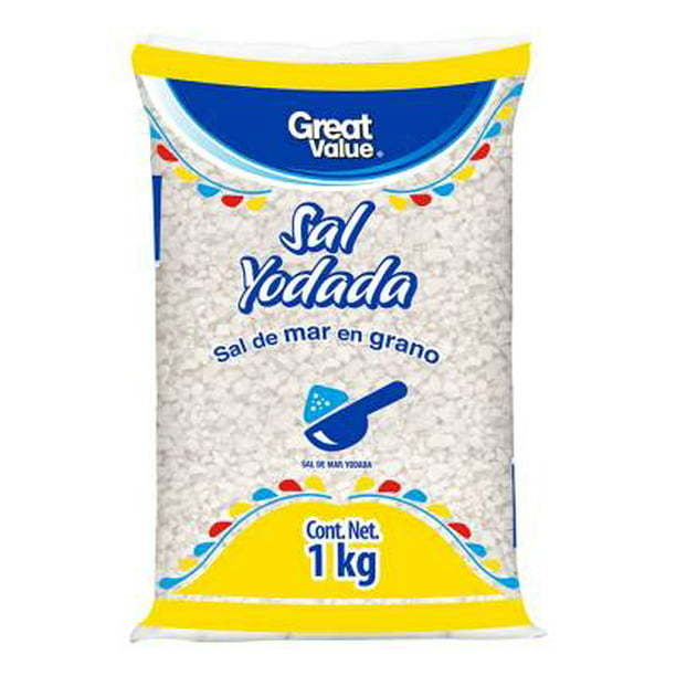 Sal de mar Great Value yodada en grano 1 kg