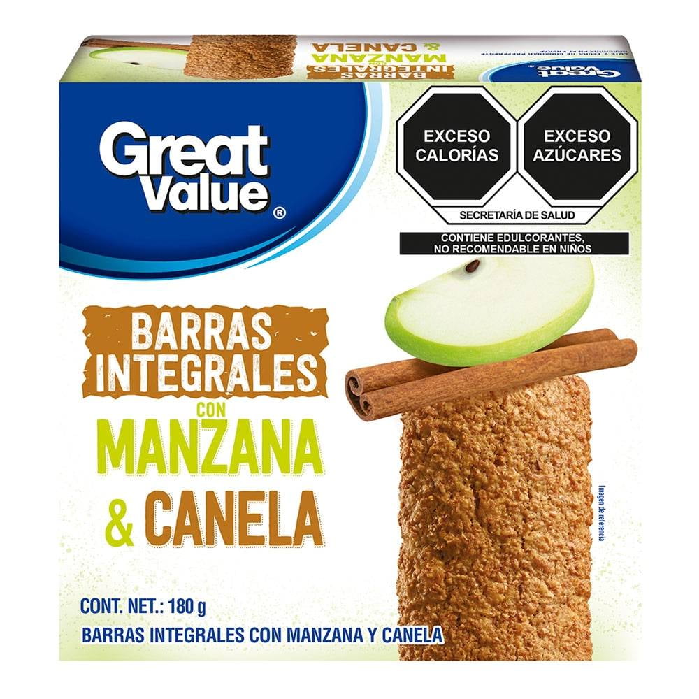 Barras Great Value Integrales Con Manzana Y Canela 180 G Walmart 9015