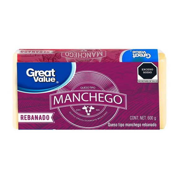 Queso tipo manchego Great Value rebanado 600 g