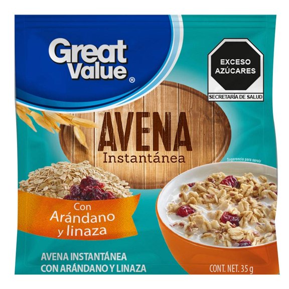 Avena instantánea Great Value con arándano y linaza 35 g