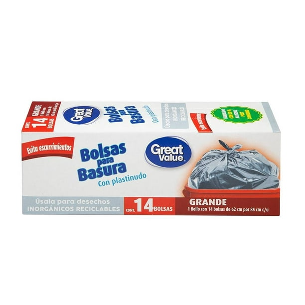 Bolsas para basura Great Value grande con plastinudo 14 pzas