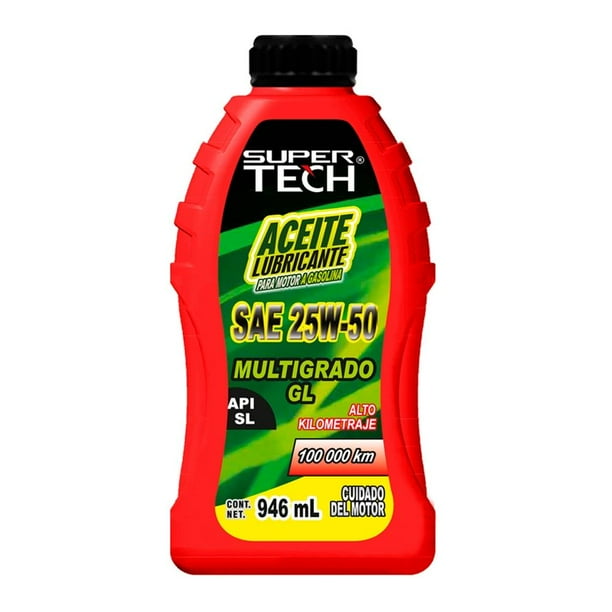 Aceite Alto Kilometraje Super Tech 25W50 GL de 946ml