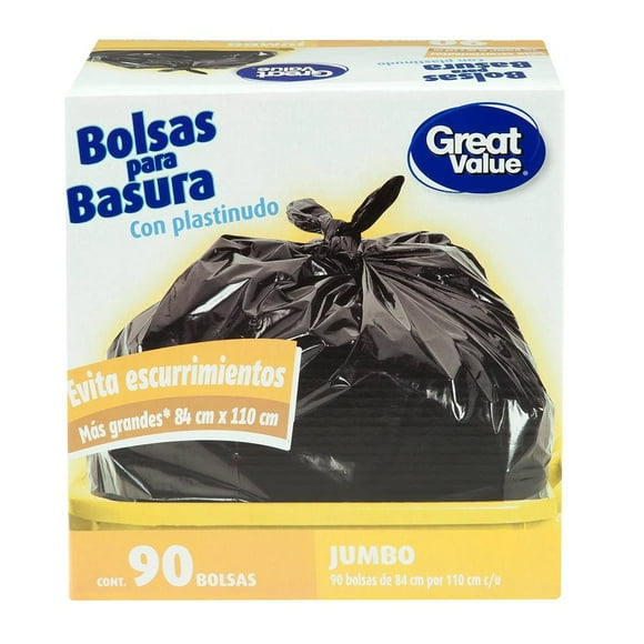 Bolsas para basura Great Value jumbo con plastinudo 90 pzas