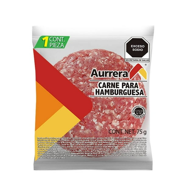 Carne para hamburguesa Aurrera congelada 1 pza