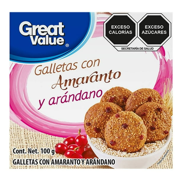 Galletas Great Value Con Amaranto Y Arándano 100 G Walmart 8002