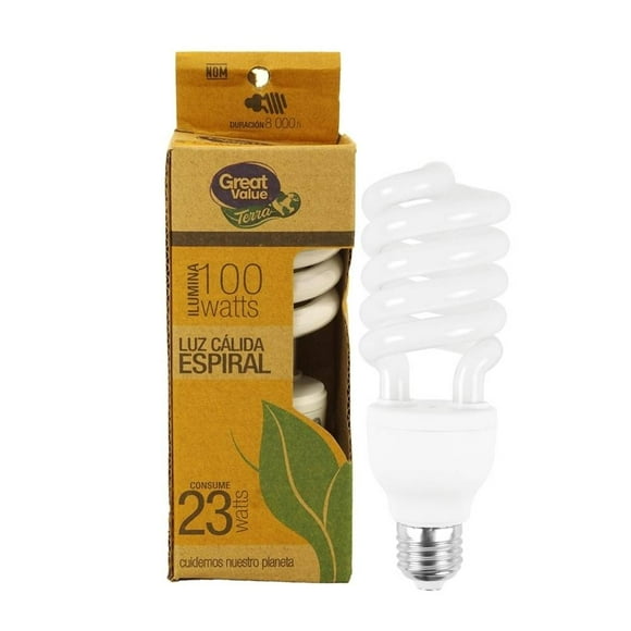 Foco Great Value Terra Espiral Luz Cálida 100 W