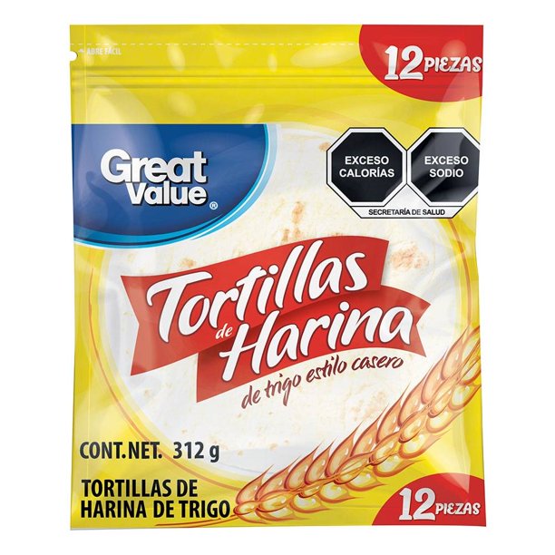 Tortillas de harina Estilo Casero de Great Value, 312g