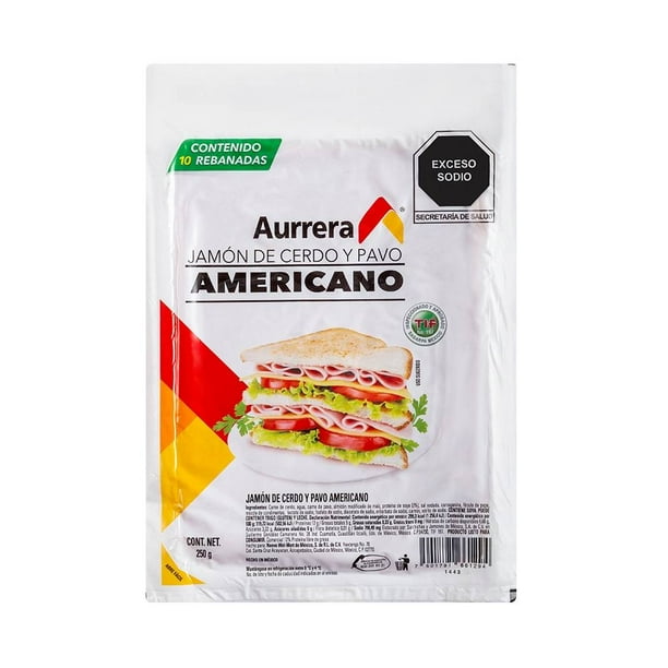 Jamón de pavo y cerdo Aurrera americano 250 g