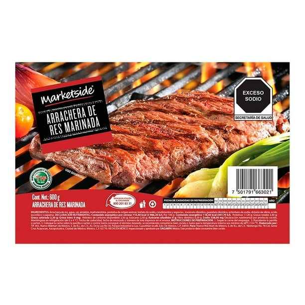 Arrachera marinada de res Marketside 600 g