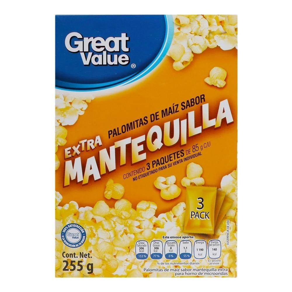 Comprar Palomitas Great Value De Maiz Extra Mantequilla Para Horno  Microondas - 85gr