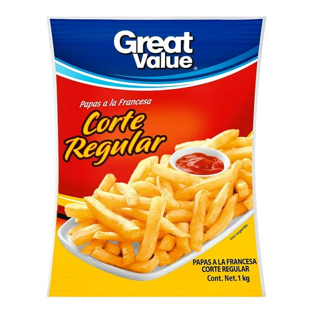 Papas a la francesa Great Value corte regular 1 kg