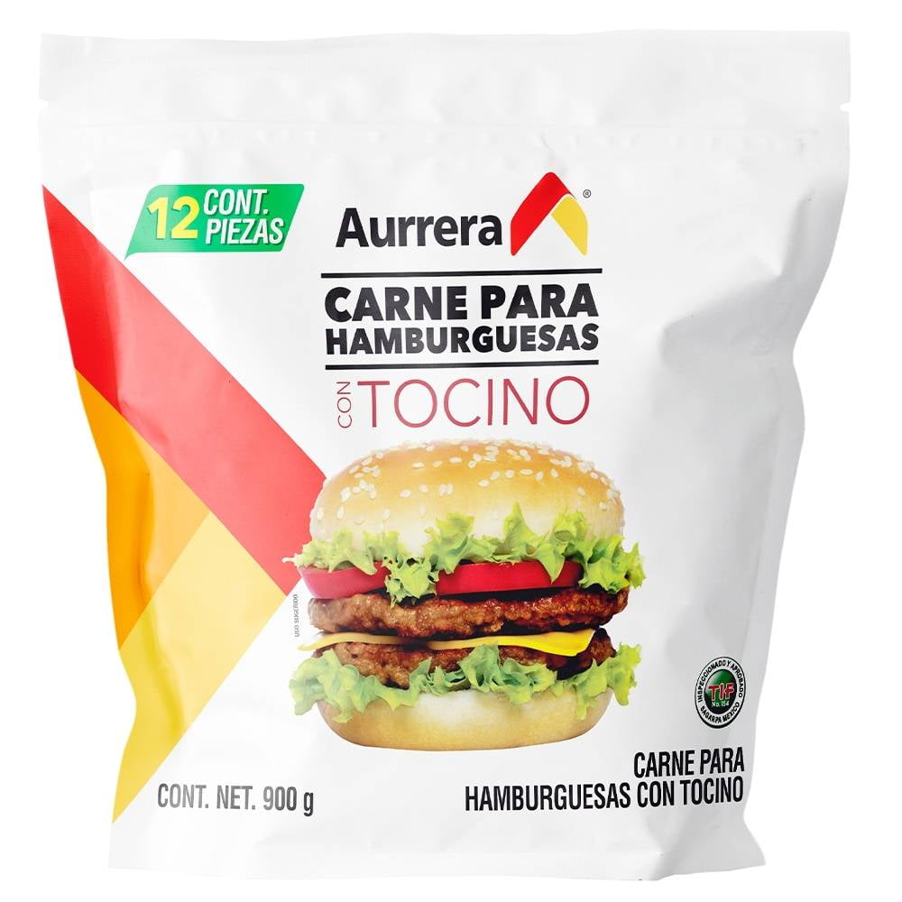 Carne Para Hamburguesas Aurrera Con Tocino 900 Gramos Walmart 0414