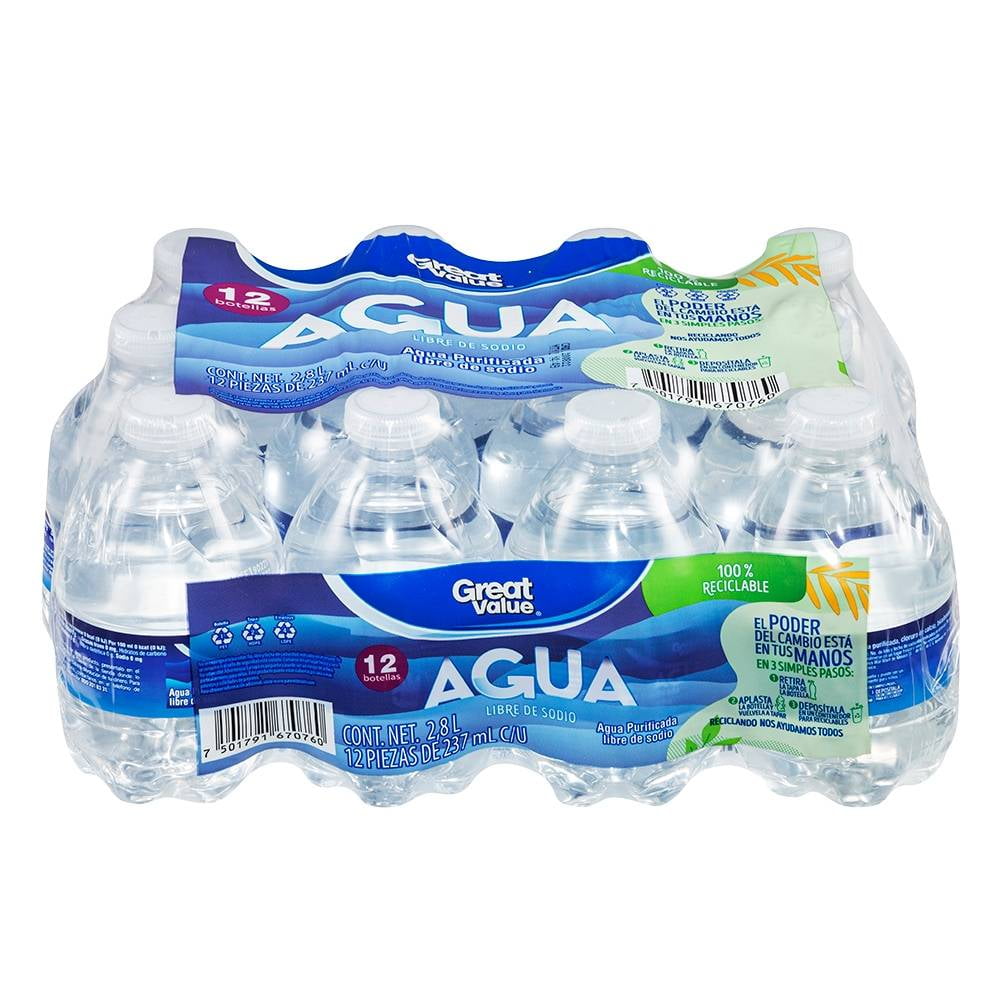 Agua Great Value 12 botellas de 237 ml c/u