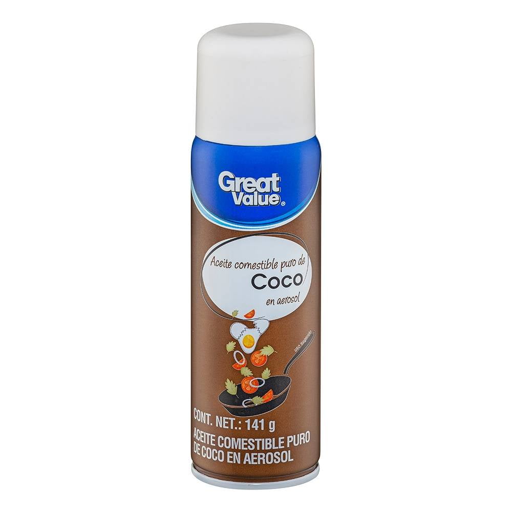 Aceite comestible Great Value puro de coco en aerosol 141 g