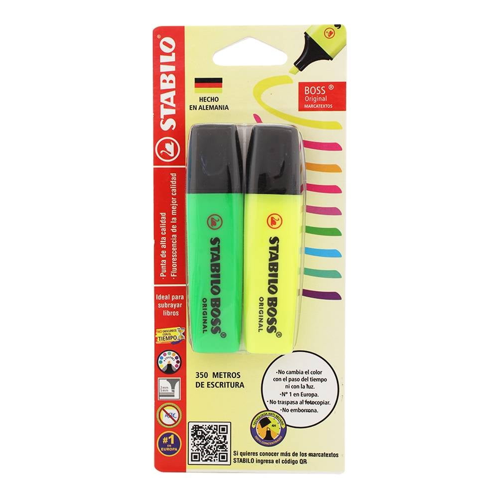 Marcatextos Stabilo Boss fluorescentes 2 pzas | Walmart