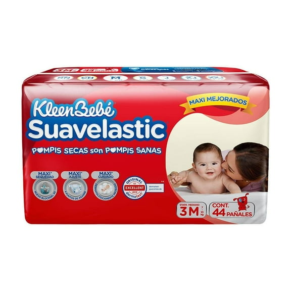 Pañales para bebe Kleenbebé Suavelastic Etapa 3 Mediano Unisex 44 Piezas