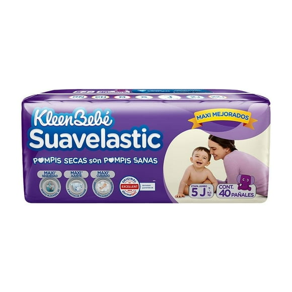 Pañales para bebe Kleenbebé Suavelastic Etapa 5 Jumbo Unisex 40 Piezas