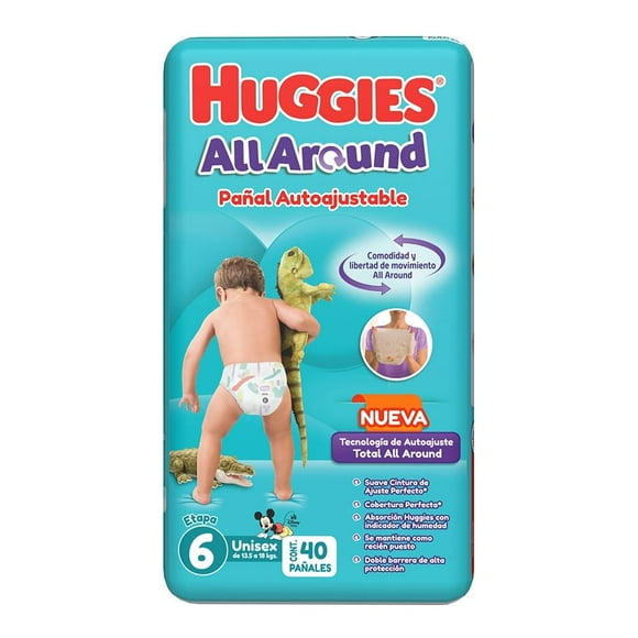 Pañales Huggies All Around autoajustables etapa 6 unisex 40 piezas