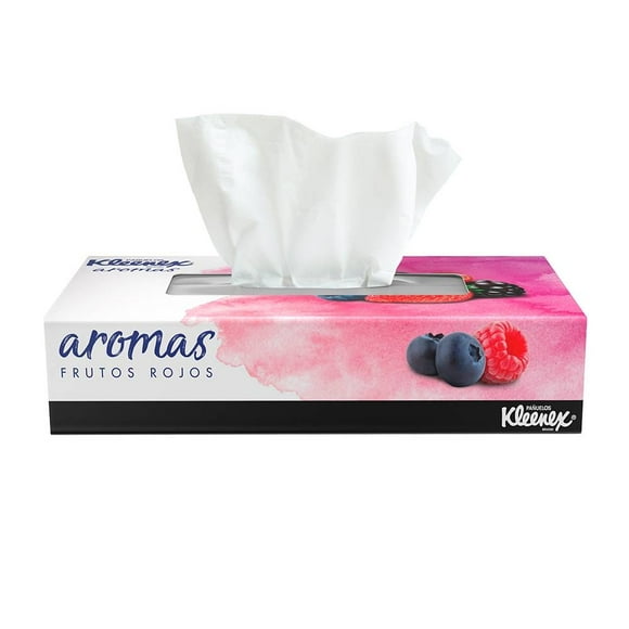 Pañuelos Kleenex Aromas frutos rojos 90 pzas con hojas dobles