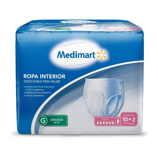 Ropa interior para incontinencia Medimart grande para mujer 12 pzas